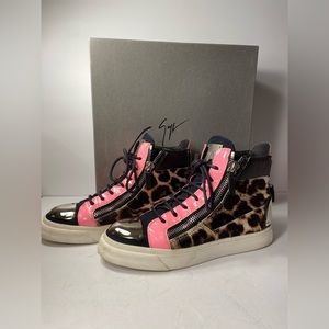 Giuseppe zanotti Donna high top sneakers black pink leopard 38/7.5-8